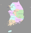 Highly detailed political south korea map