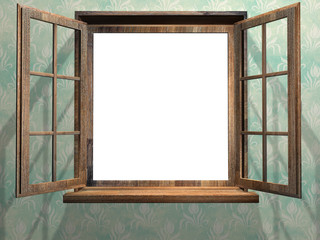 Wall Mural - Open wooden window