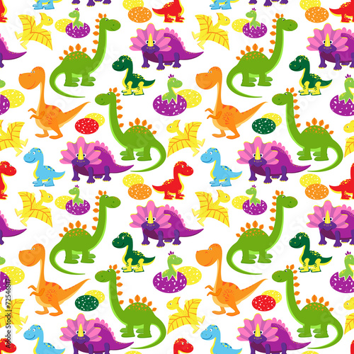 Plakat na papierze fotorealistycznym Wzór dinozaurów dziecka