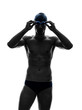 young man swimmer swimming  silhouette