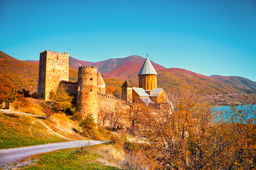 Fototapete - Ancient Fortress Ananuri in Georgia country, Europe
