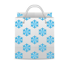 Canvas Print - Shopping bag with a pattern of snowflakes isolated on a white ba