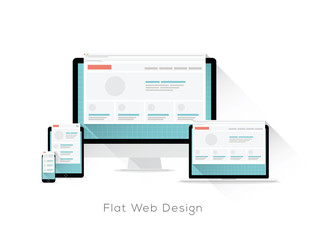 Poster - Flat responsive web design vector concept with long shadows