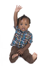 Happy toddler isolated on a white background