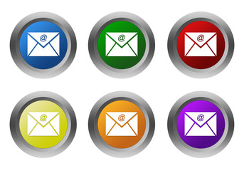 Wall Mural - set of rounded colorful buttons with email symbol