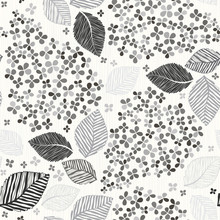 Monochrome Seamless Pattern With Lilac Flowers. Vector Illustrat