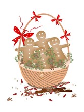 Christmas Gingerbread Man Cookies In Gift Basket