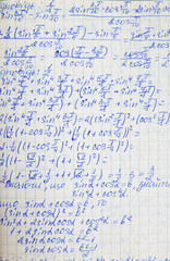 Squared paper with mathematical formulas