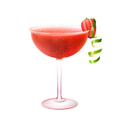 Sticker - Strawberry daiquiri cocktail realistic