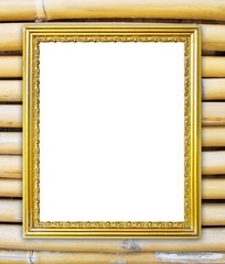 Canvas Print - golden frame on bamboo wall background