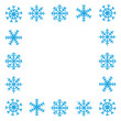 Blue snowflake border on white background