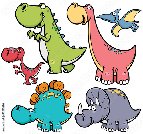 Fotografering Vector illustration of Dinosaurs cartoon characters