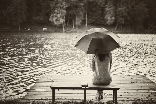 Naklejka na kafelki Girl umbrella