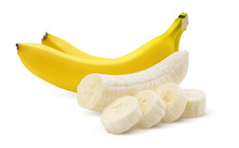 Two Bananas And Pieces Isolated On White