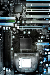 Modern electronic board. Motherboard close-up