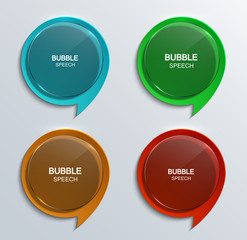 Wall Mural - vector modern glass bubble speech icons set.