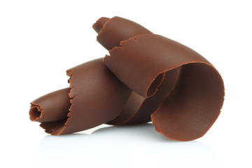 Aufkleber - Chocolate shavings on white background .