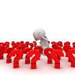 © masterzphotofo - Stressed 3d man standing amongst red question marks