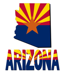 Poster - Arizona map flag and text illustration