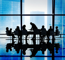 Wall Mural - Silhouette of Business People Meeting Concepts