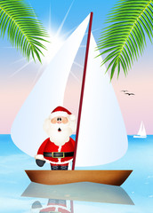 Poster - Santa Claus on boat