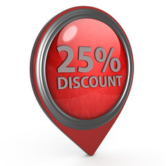 Discount 25 pointer icon on white background