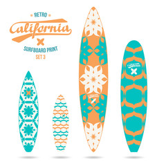 Retro vintage prints for surfboards