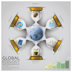 Wall Mural - Sandglass Global Ecology And Environment Infographic