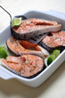 Salmon baked with white wine