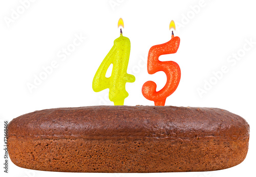 birthday cake with candles number 45 isolated Poster