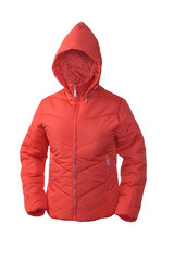 red winter padded hooded jacket