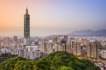 Fototapete - Taipei, Taiwan City Skyline