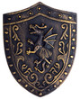 Middle age metallic shield with dragon