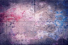 Old Cracked Purple Wall With Remains Of Paint, Abstract Backgrou