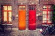 Doors of old houses in Bruges, Belgium