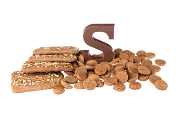 Wall Mural - Chocolate letter, speculaas and ginger nuts, Dutch sweets