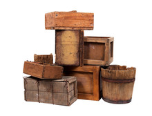 Wooden Buckets And Crates