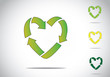 green colorful love heart shaped recycling symbol icon concept
