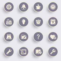 Wall Mural - Organizer icons with white buttons on gray background.