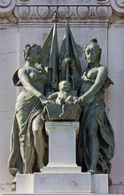 Bronze Figures At The Feet Of The Garibaldi Statue In Nice