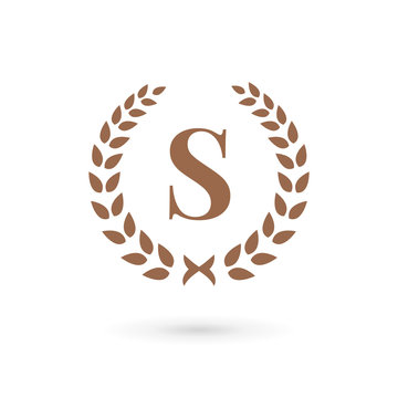 Letter S laurel wreath logo icon design template elements