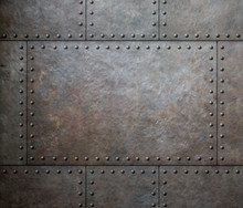 Metal Texture With Rivets As Steam Punk Background Or Texture