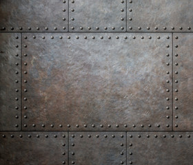 Wall Mural - metal texture with rivets as steam punk background or texture