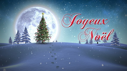 Poster - Joyeux noel message appearing in snowy landscape