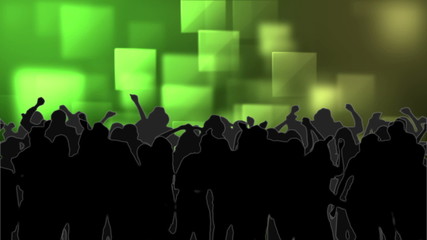 Aufkleber - Dancing crowd with glowing squares of green light moving