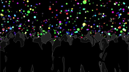 Aufkleber - Dancing crowd with glowing circles of light moving on black