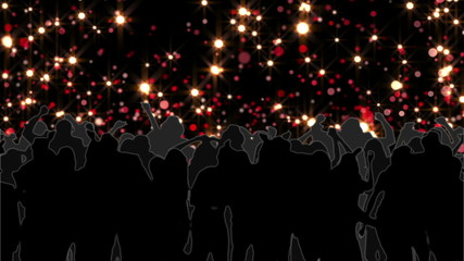 Aufkleber - Dancing crowd with glowing circles of light moving on black