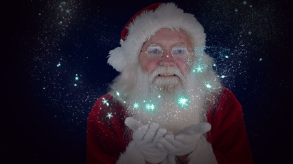 Aufkleber - Santa blowing glitter forming christmas greeting