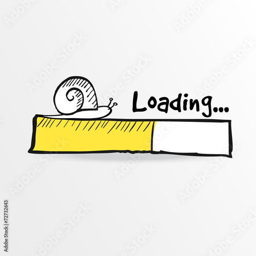 Fotografía Loading bar with a doodle snail, vector illustration