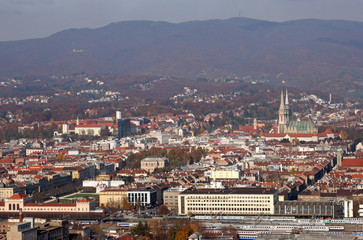 Wall Mural - Aerial view of Zagreb, the capital of Croatia